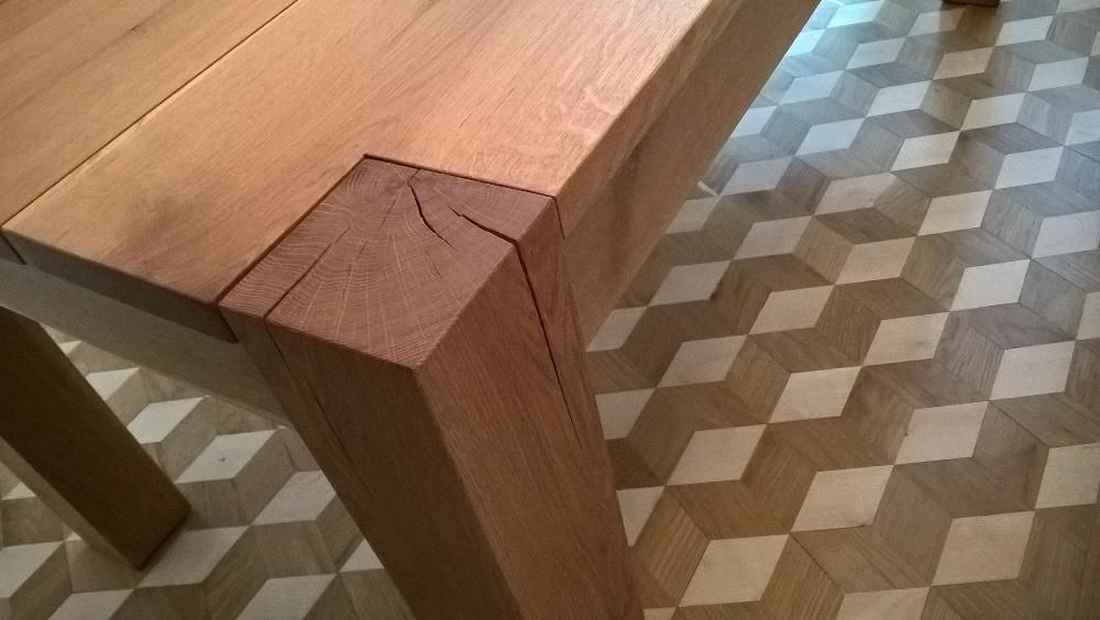 KLASA Stół Dębowy 90x190 Lity dąb nogi 12cm Kler WoodAnd