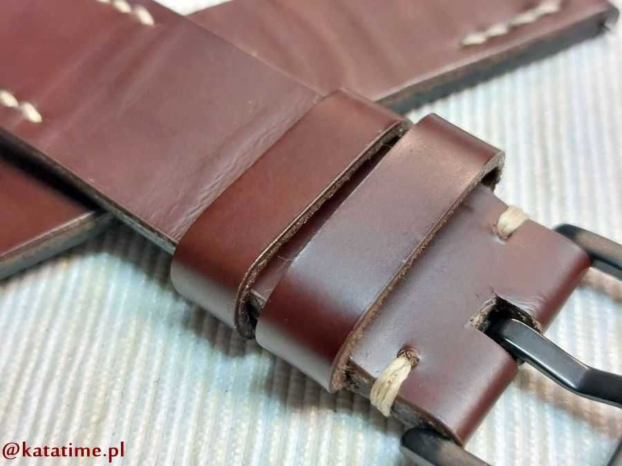 PASEK DO ZEGARKA męskiego do smartwatcha 24 mm brązowy SZYTY RĘCZNIE