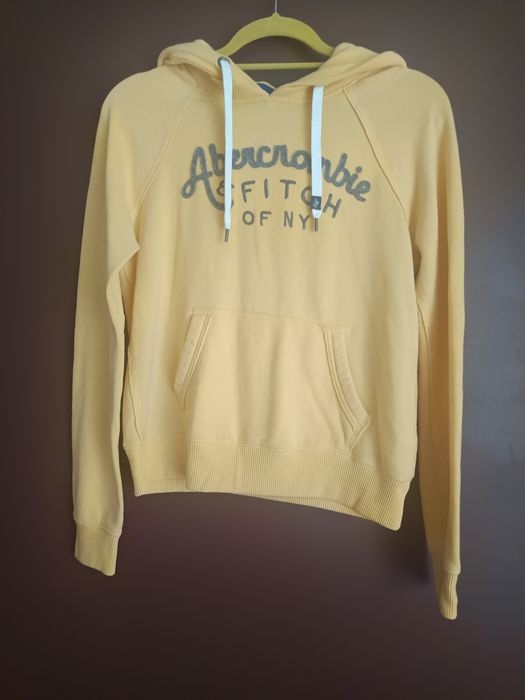 Bluza damska Abercrombie & Fitch S kangurka żółta bawełniana