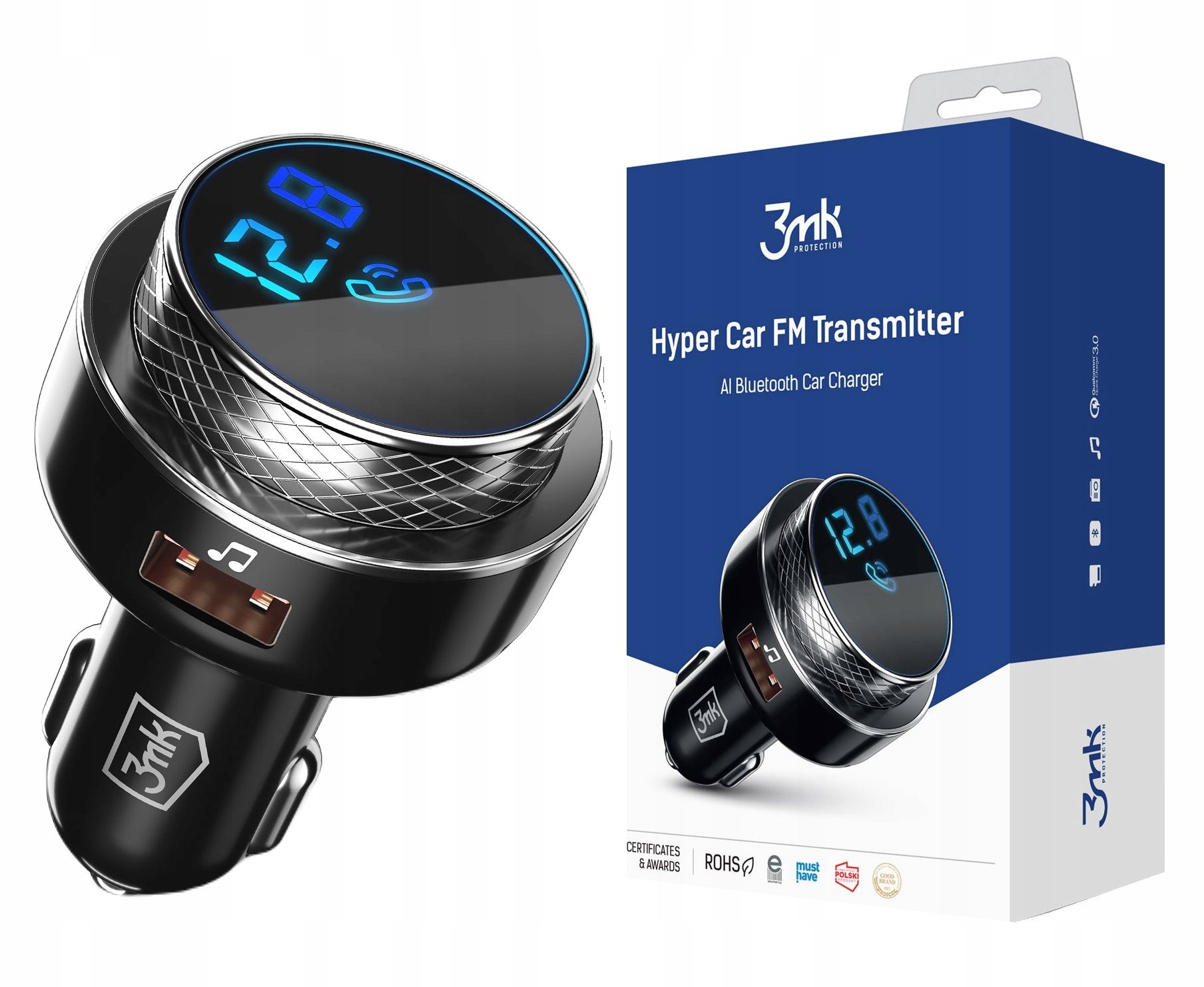 3Mk Transmiter Fm Bluetooth Ładowarka Mp3 Usb 20W