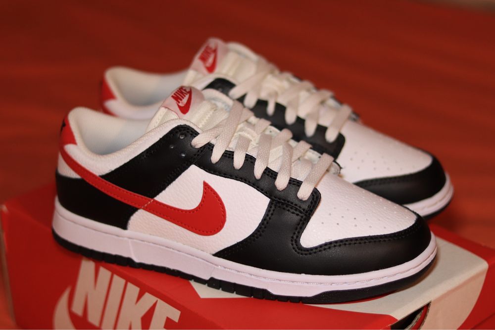 Nike Dunk Low Panda Swoosh Red