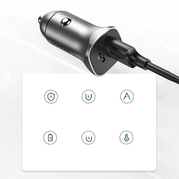 Ugreen ładowarka samochodowa USB Typ C / USB 24W Power Delivery Quick
