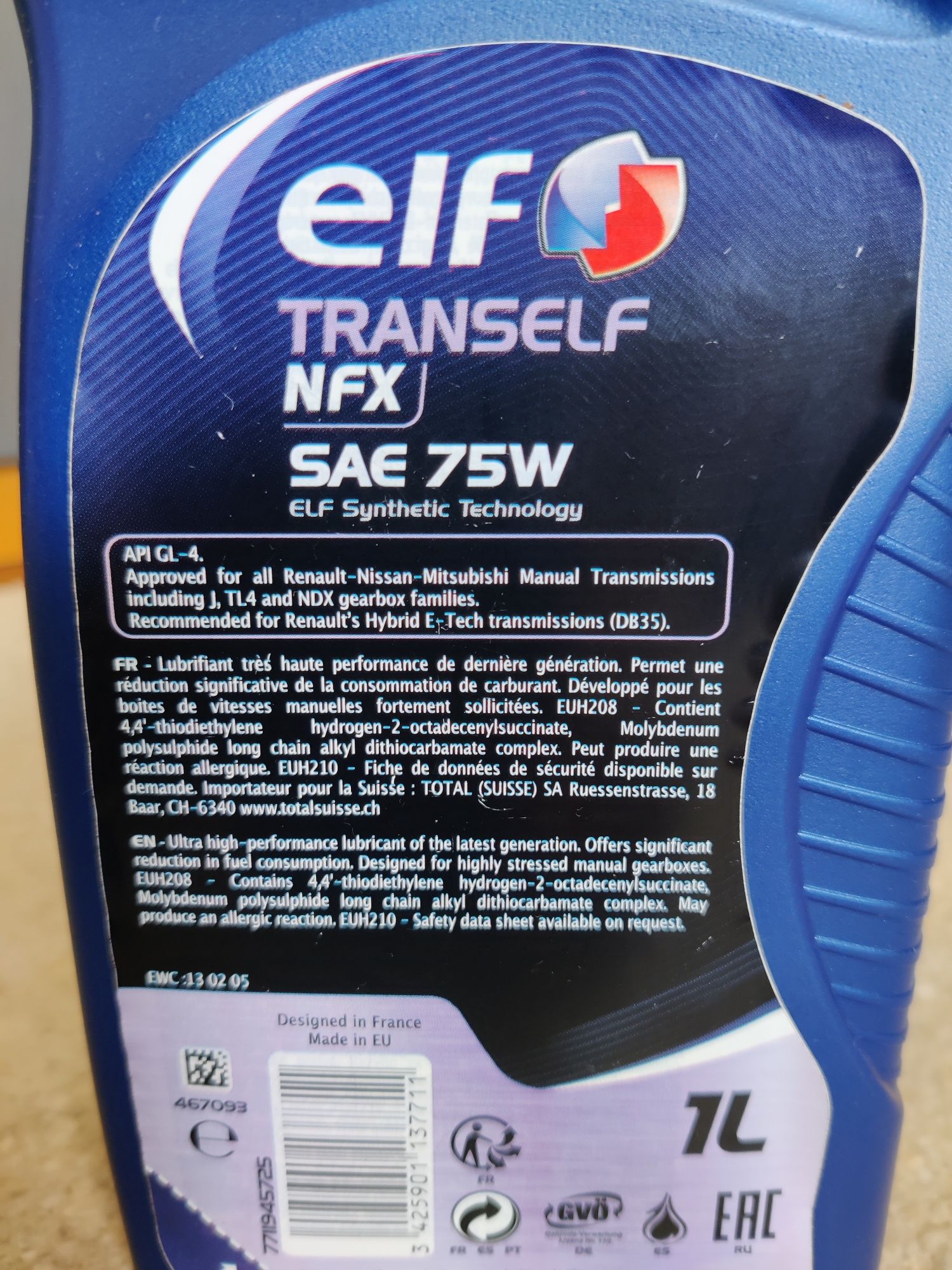 Óleo de caixa Elf NFX 75W