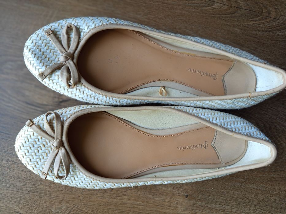 Baleriny damskie plecione brązowe r 39