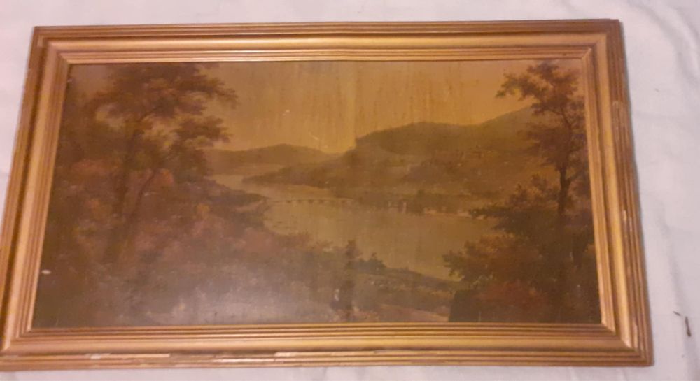 Quadro antigo de uma paisagem