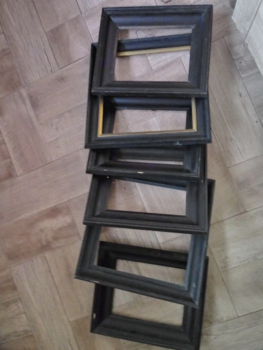 Ramy 6 szt.__szerokie drewniane czarne