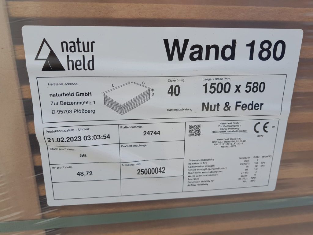 Płyta termoizolacja fasadowa drzewna Natur Held Wand 40/60/80 mm