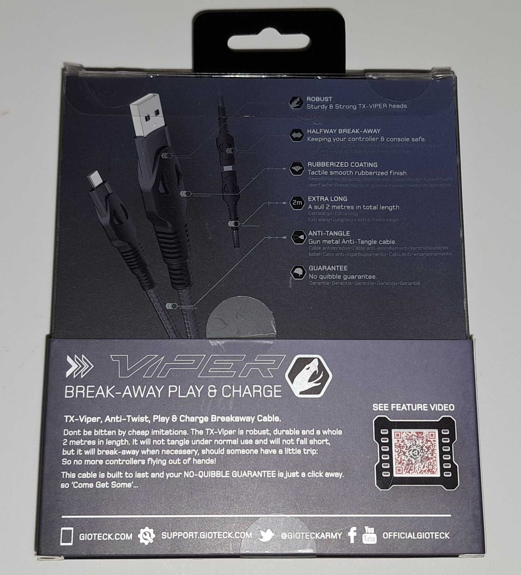 Gioteck TX-Viper Anti-Twist Play and Charge Break do Xbox One i PS4