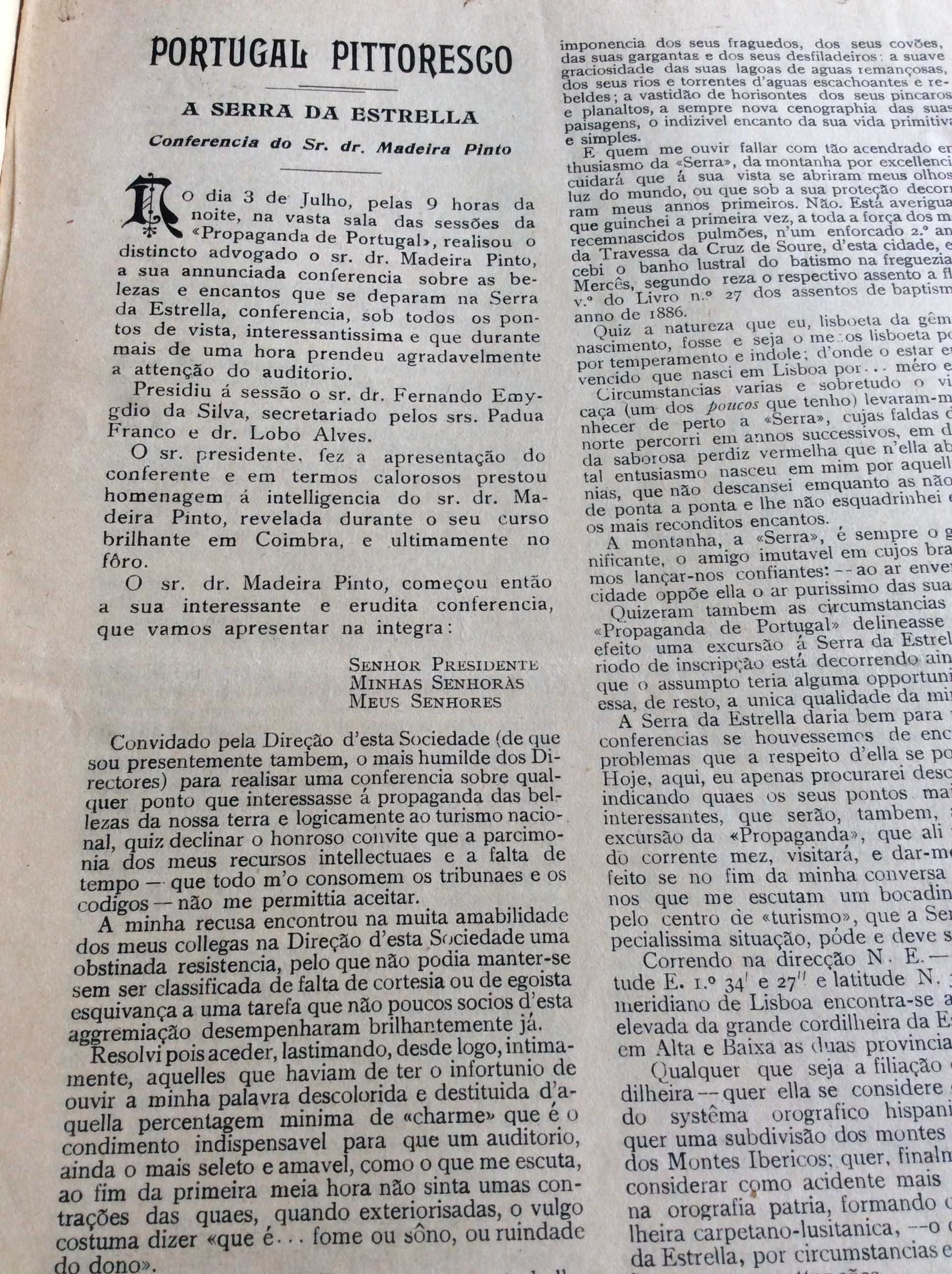 Boletim da Sociedade Propaganda de Portugal, Serra da Estrela...1913