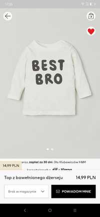 H&M 86 NOWA koszulka best bro t-shirt z długim rękawem bluzka ecru