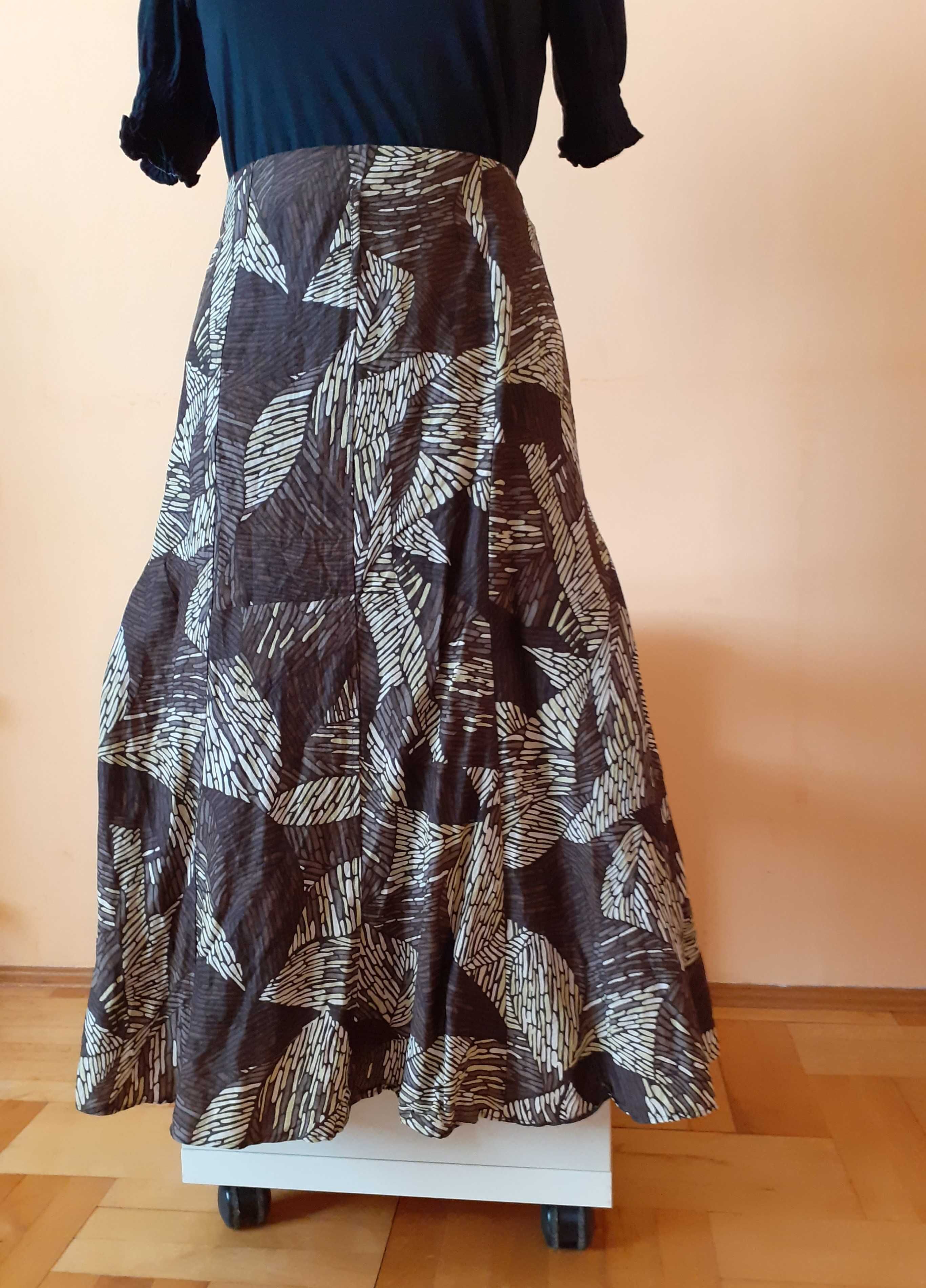 44 Spódnica dla niskich długa maxi wzory len wiskoza Marks & Spencer