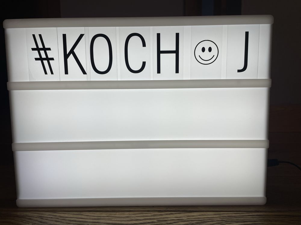 Light box, lampka stojąca z literkami, na baterie lub ładowarkę