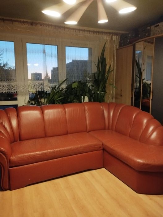 Narożnik rozkładany skórzany + fotel