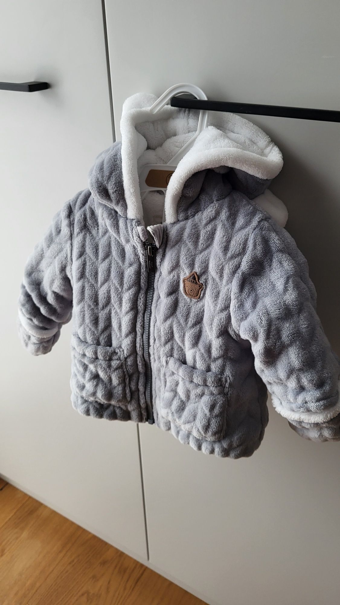 Kurtka wiosenna 56 / 62 polar bluza uszy dla noworodka uszka 0-3 mies
