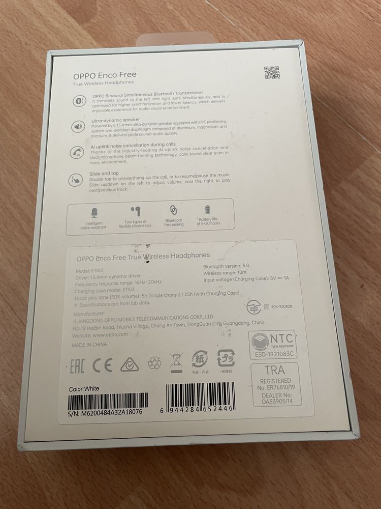 Słuchawki bezprzewodowe douszne Oppo ETI02 enco free true