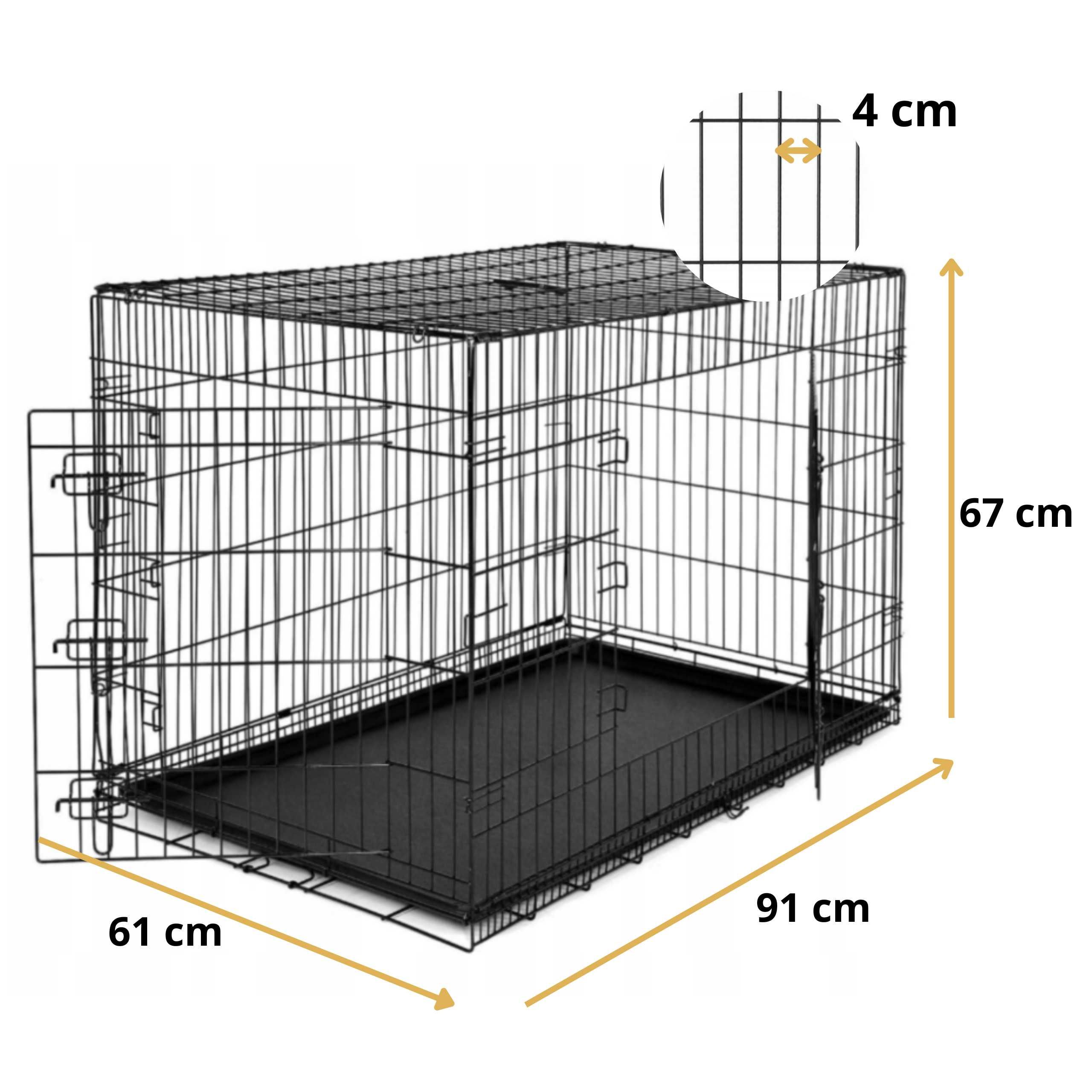 DUŻA KLATKA KENNELOWA metalowa transporter kojec dla dużego psa 91x61