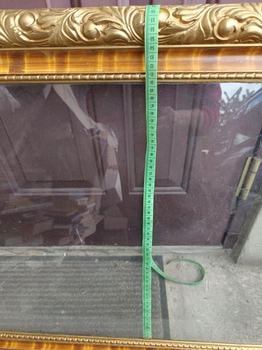 Stara vintage duża Złota ornamentowana rama z szkłem na obraz