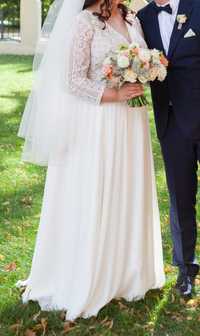 Suknia ślubna Julia Rosa ecru muślin koronka  plus size 48 XXL