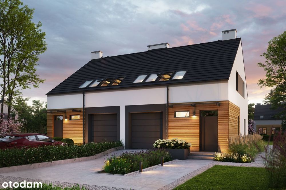 Dom jednorodzinny z garażem w zabudowie bliźniaczej 112,41