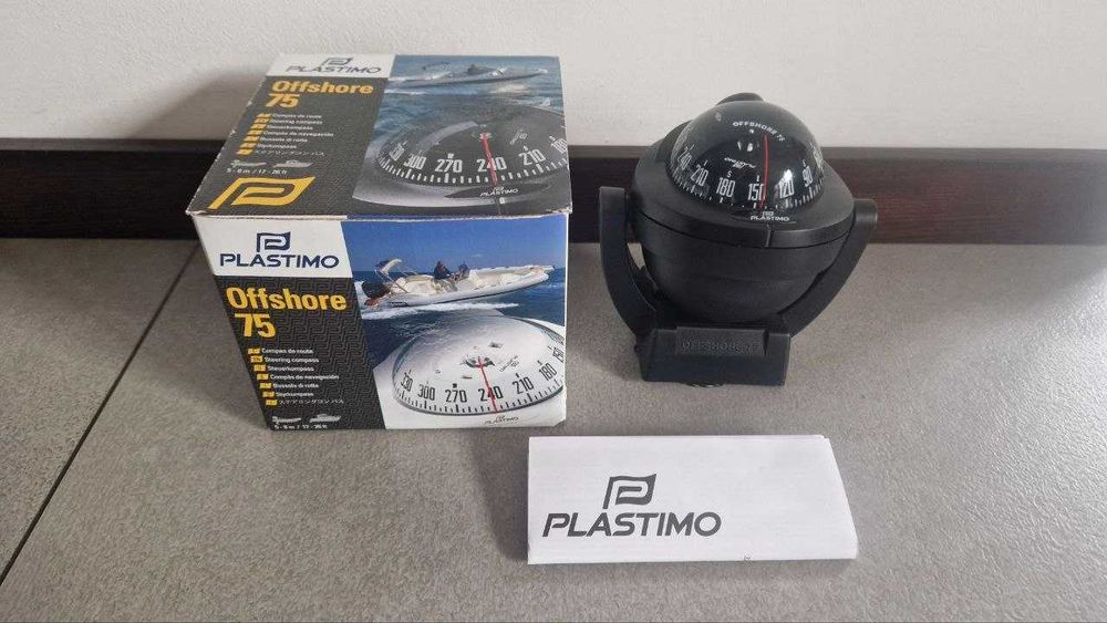 OFFSHORE 75 Kompas morski PLASTIMO - TARCZA CZARNA, Z uchwytem