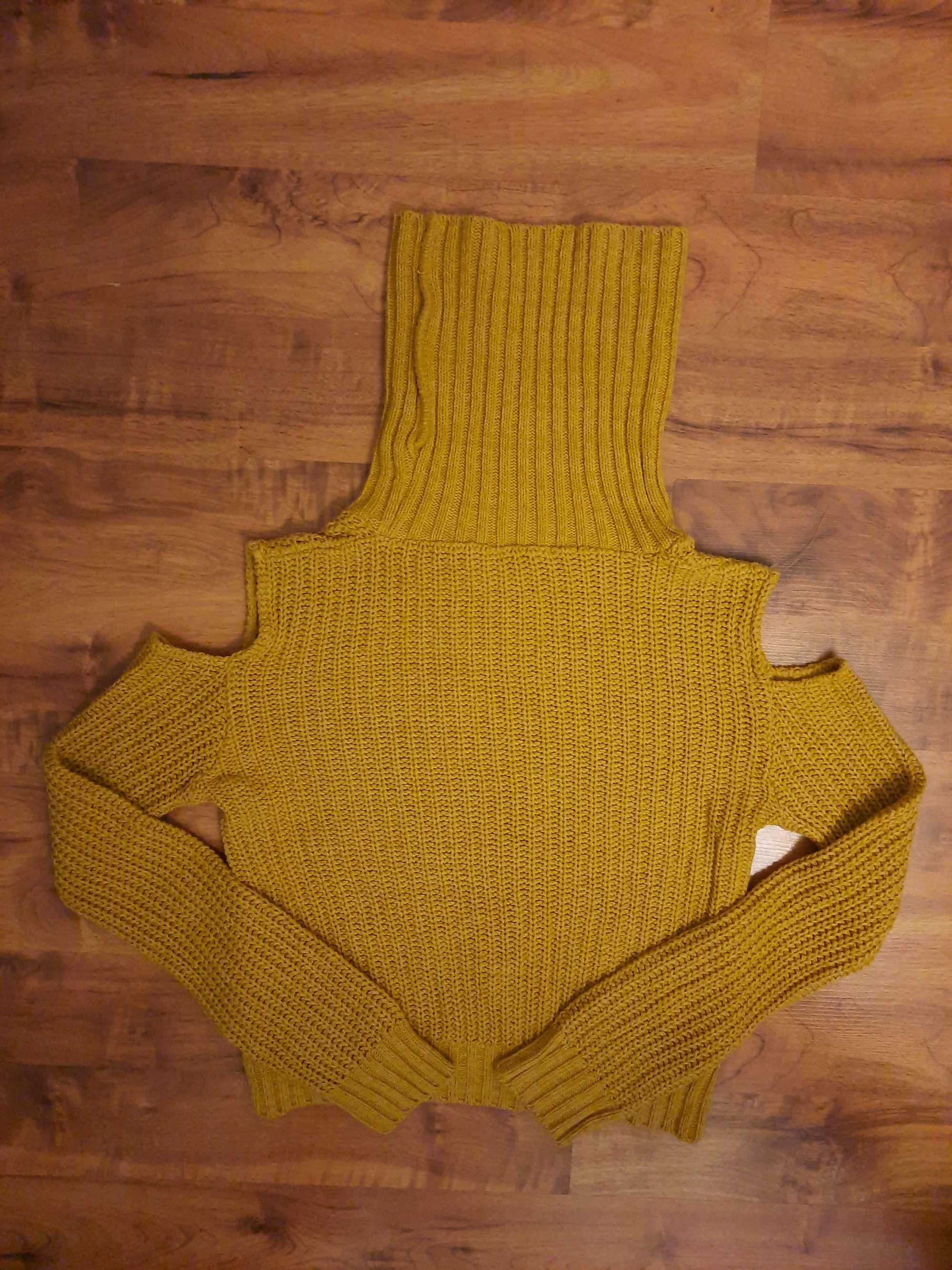 Żółty sweter sweterek z golfem Chemistry S M