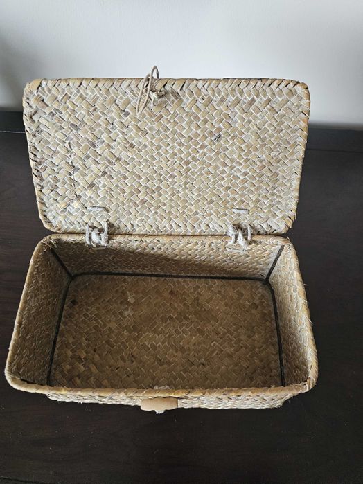 Caixa arrumação com fecho em vime