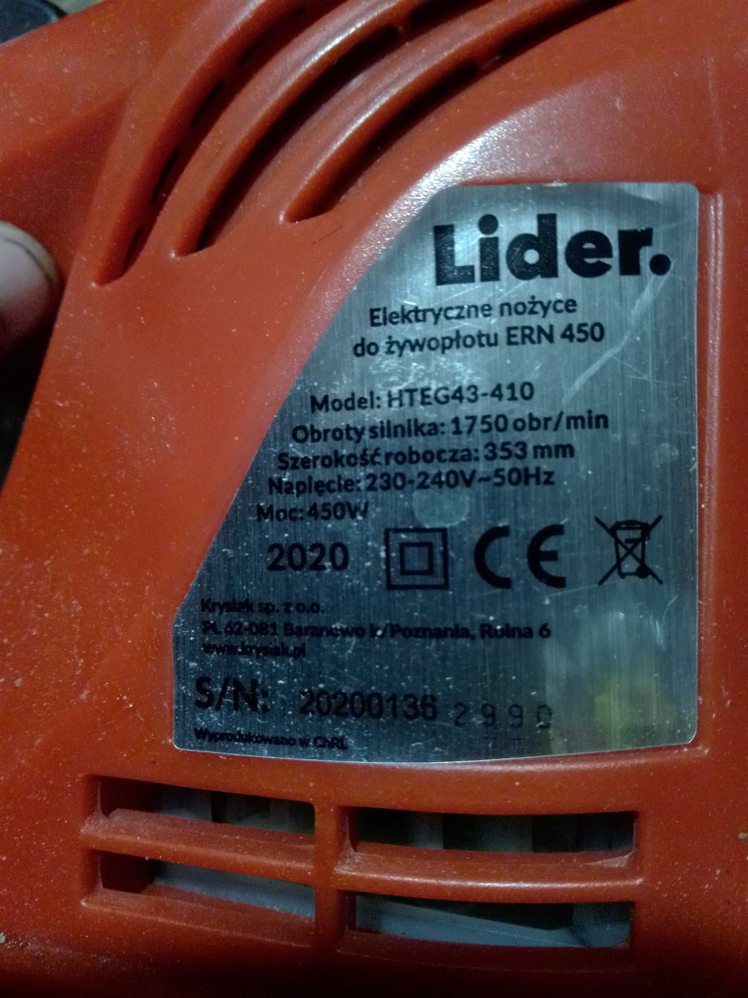 nożyce do żywopłotu lider 450W