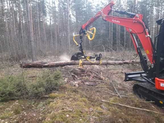 NOWY-HARVESTER harwester KUBOTA U56-5 + głowica Arbro 400s.