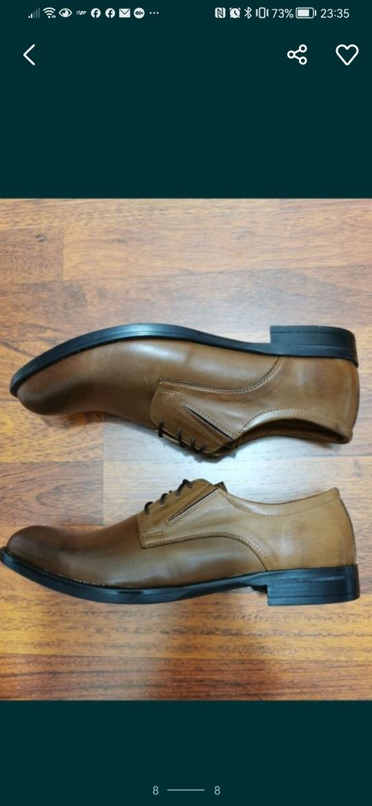 Eleganckie Skórzane Półbuty Męskie M 180 Tęgie