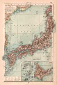 Japonia. Piękna stara cesarsko-królewska mapa Wiedeń 1902 r. autentyk