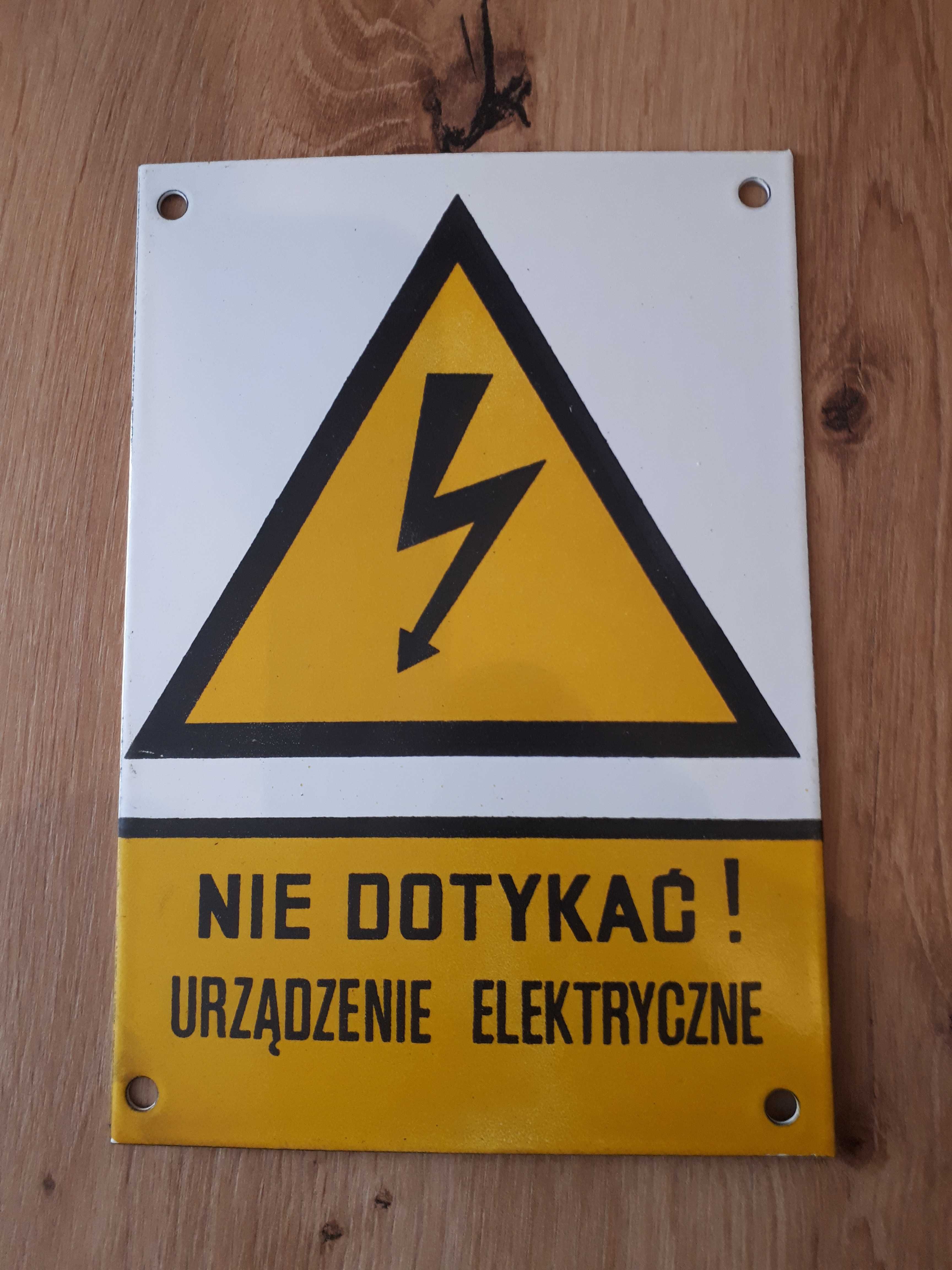 Tabliczka PRL retro loft - nie dotykać urządzenie elektryczne