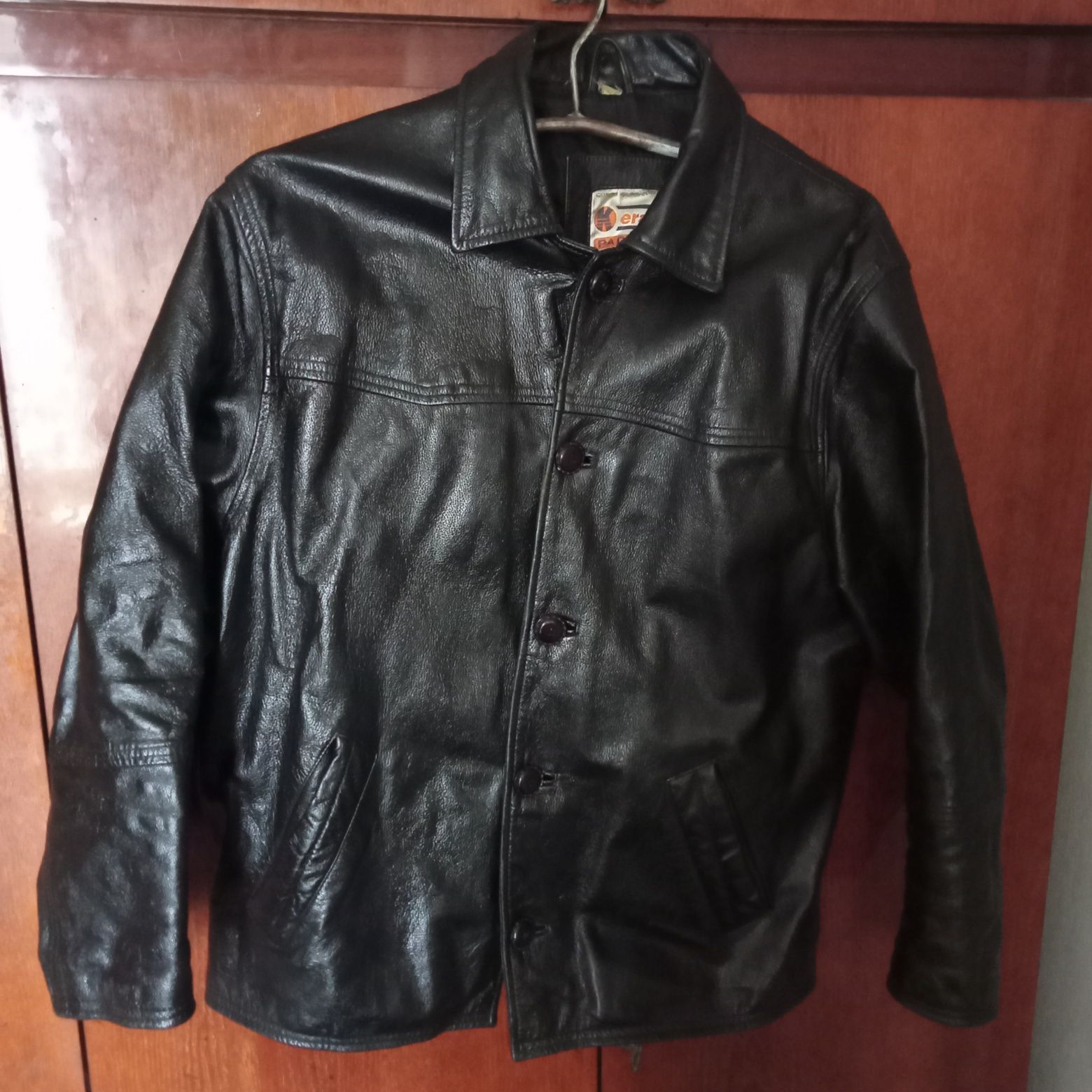 Пиджак мужской кожаный б/у,размер52-54.