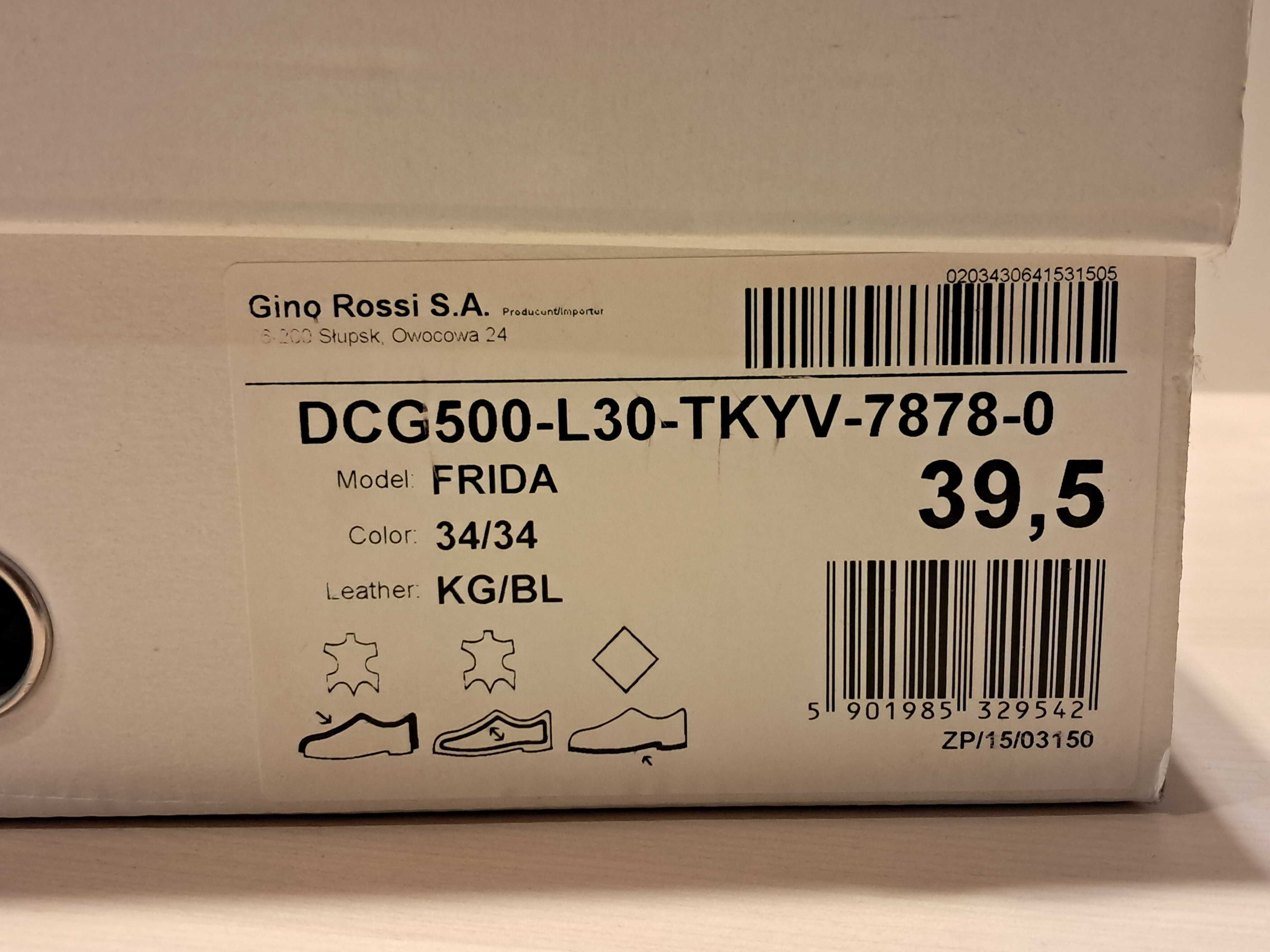 Buty skórzane Gino Rossi Frida bordowe czółenka na obcasie 39,5