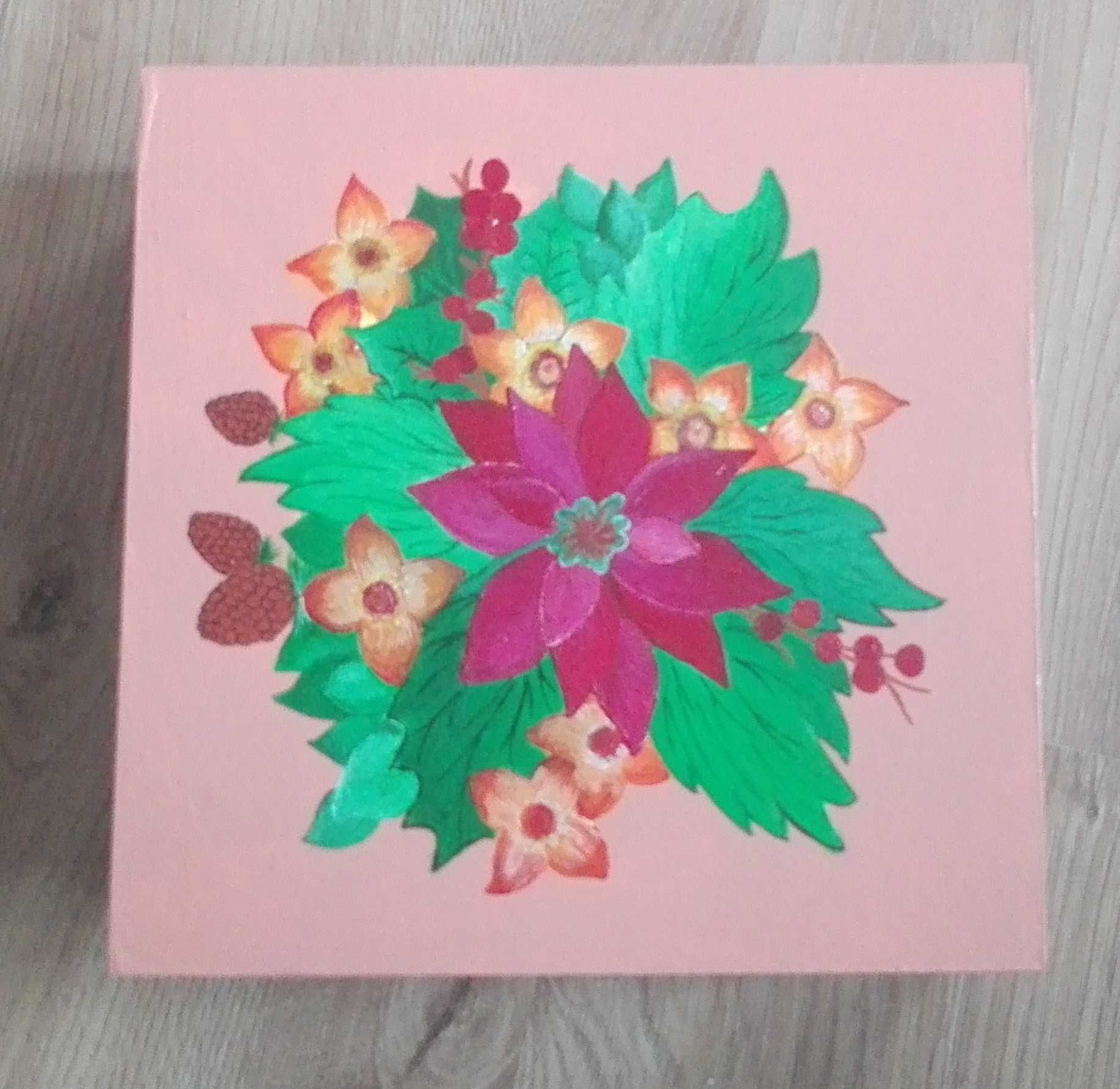 handmade malowana skrzyneczka skrzynka pudełko drewniane