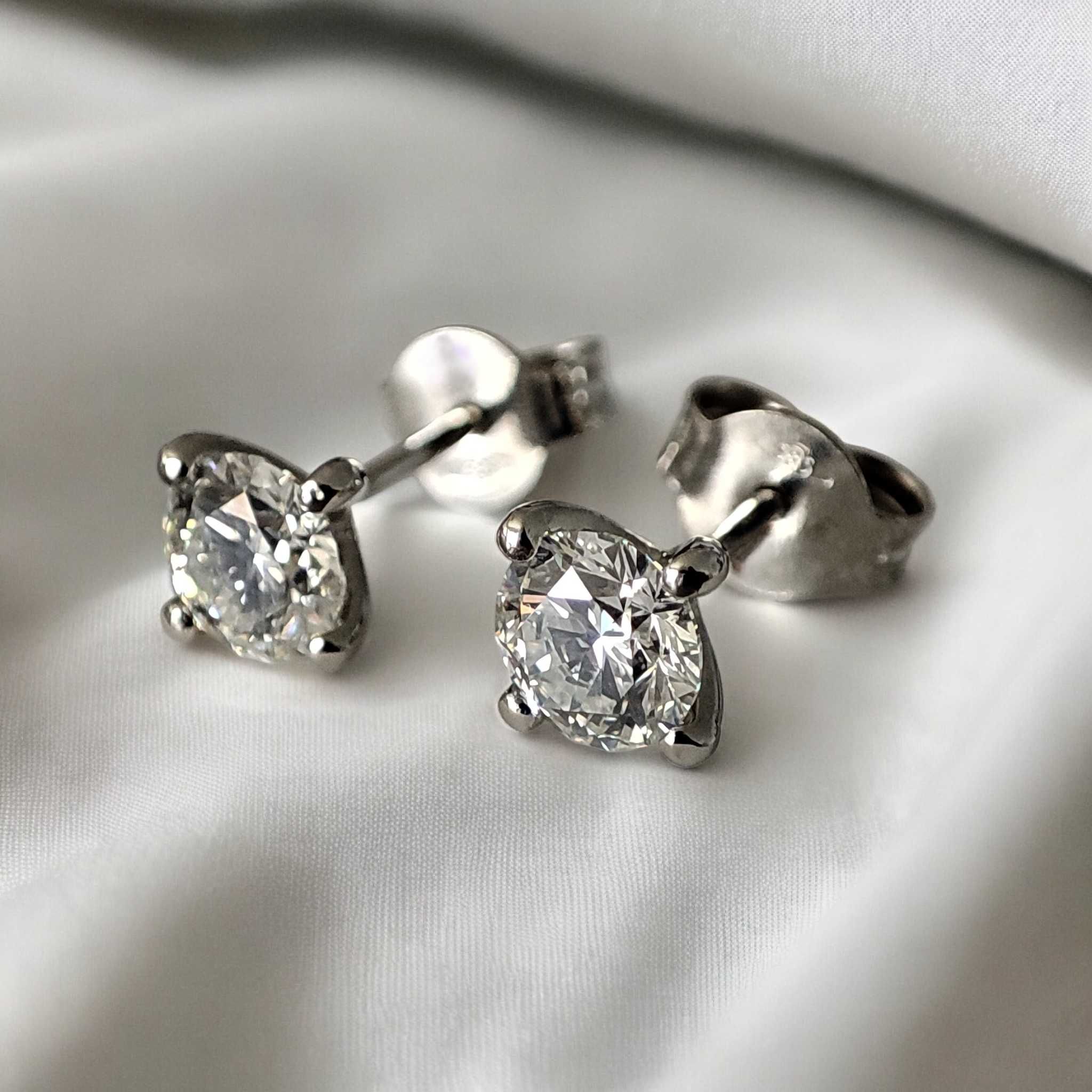 Kolczyki z diamentami 1.05CT H/VS2. Certyfikat GIA.