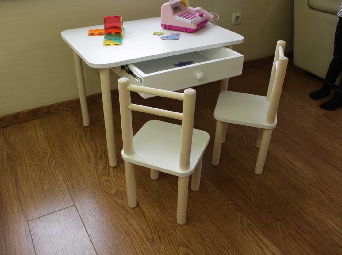 Столик деревянный стульчик детский стіл з шухлядою дитячий новий