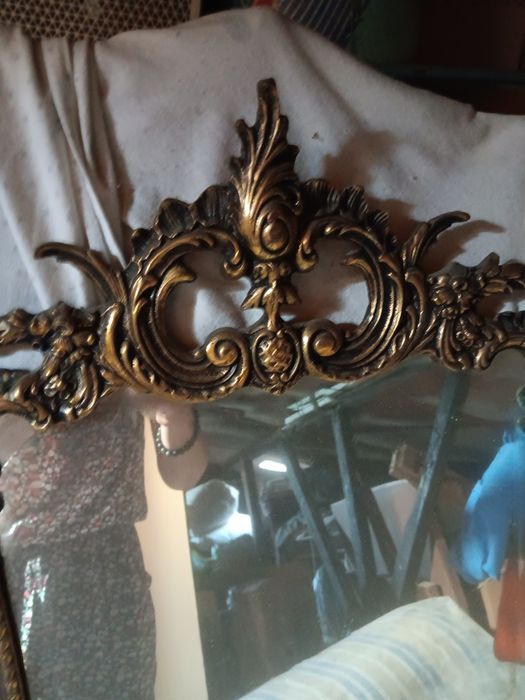 Espelho vintage moldura cromada dourada