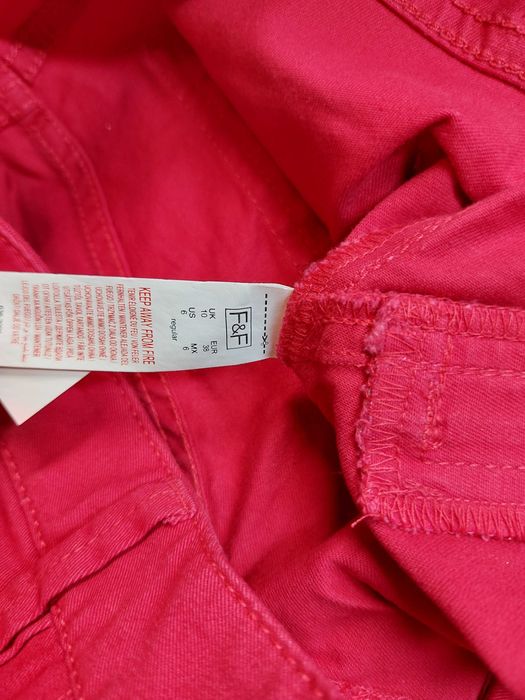 Nowe czerwone spodnie damskie F&F SKINNY, rozmiar 38 (M)