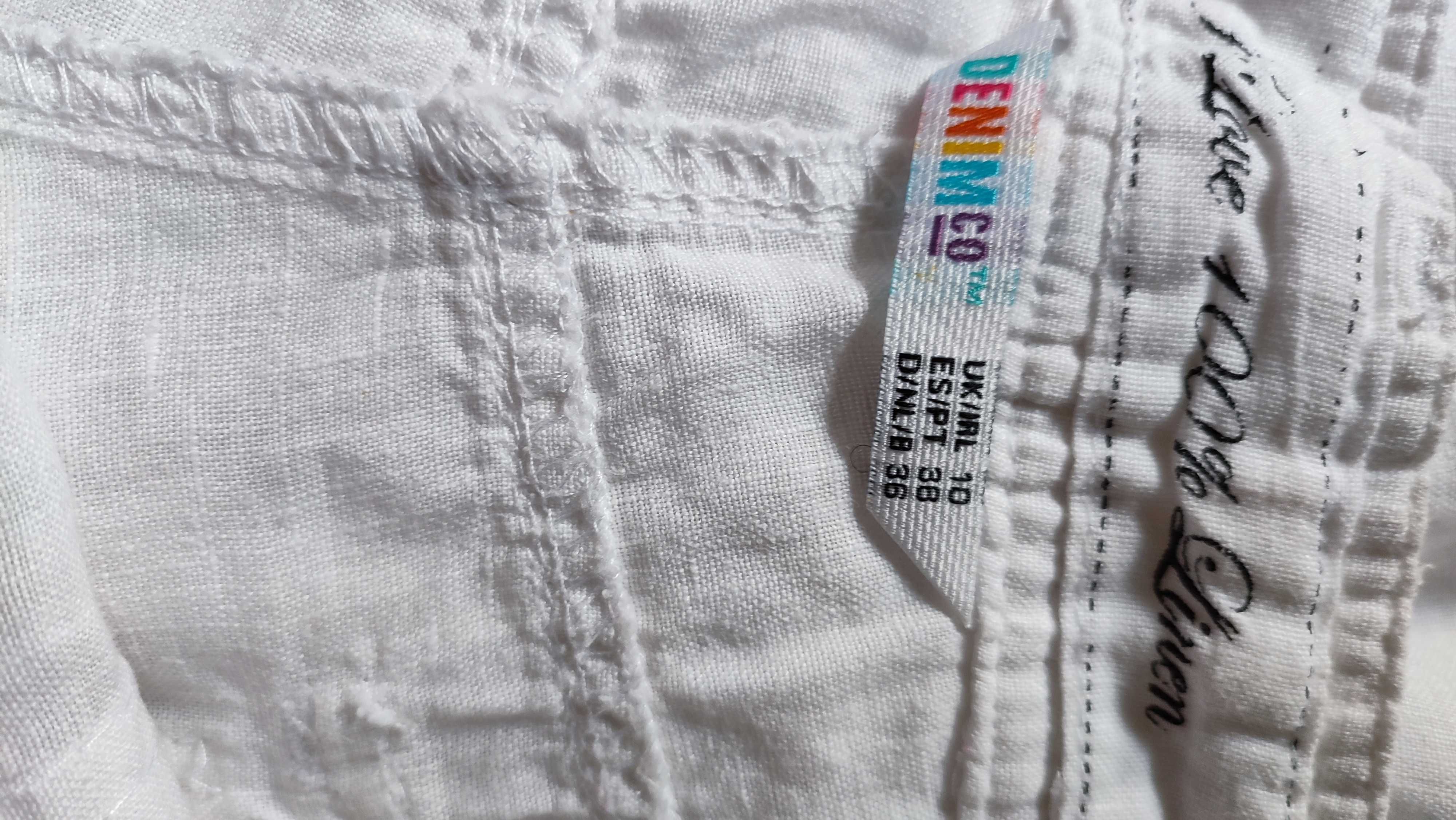 Spodnie lniane damskie białe rozmiar 10