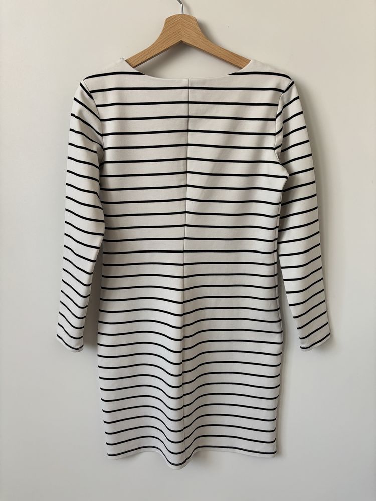Sukienka H&M M midi długi rękaw basic w paski retro minimalizm scandi