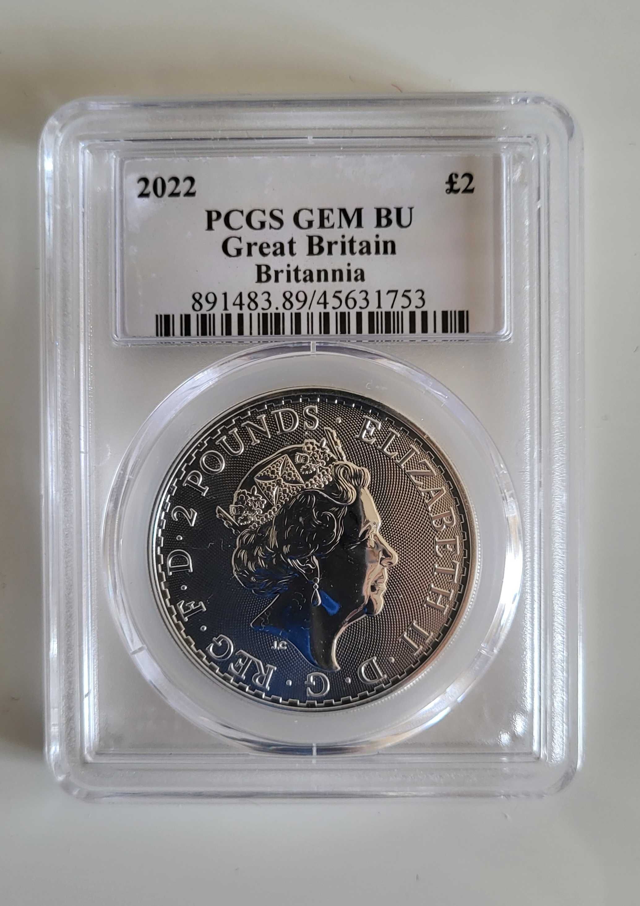 Британія ювілейна срібна монета на честь Елизавети 2 PCGS 1 унція
