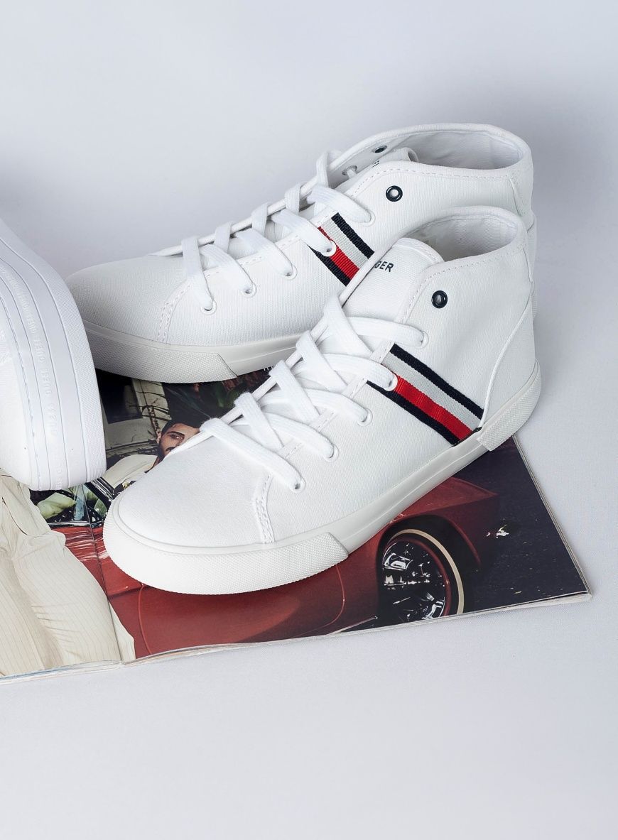 TOMMY HILFIGER оригинал. Мокасины кеды кроссовки белые 40 хайтопы