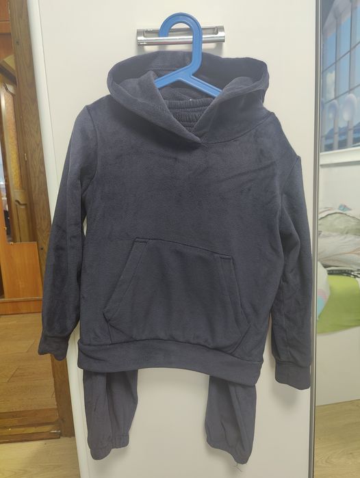 Костюм теплий велюровий теплий для двійні 116 синій сірий