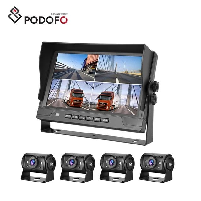 Kit de 4 câmaras e monitor 9" para camiões autocarros cabo 20M novo