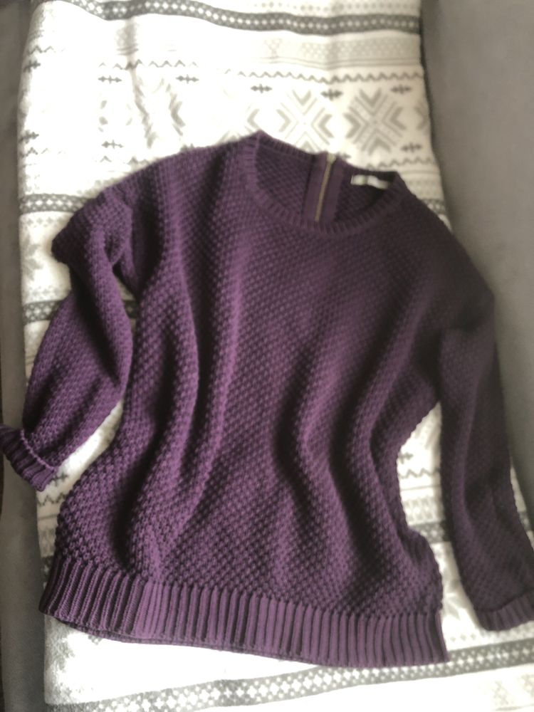 M&S r.M L śiczny bawelniany fioletowy/śliwkowy sweter