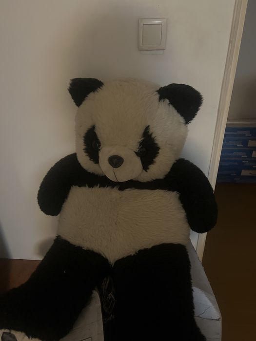 Urso peluche  branco e preto