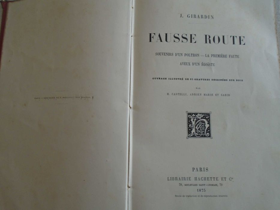 LIVRO antigo FAUSSE ROUTE edição 1875 (NOVO PREÇO)