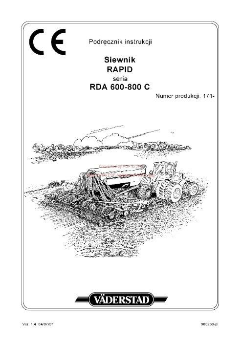 Instrukcja obsługi siewnika Nordsten Rapid 500-800C