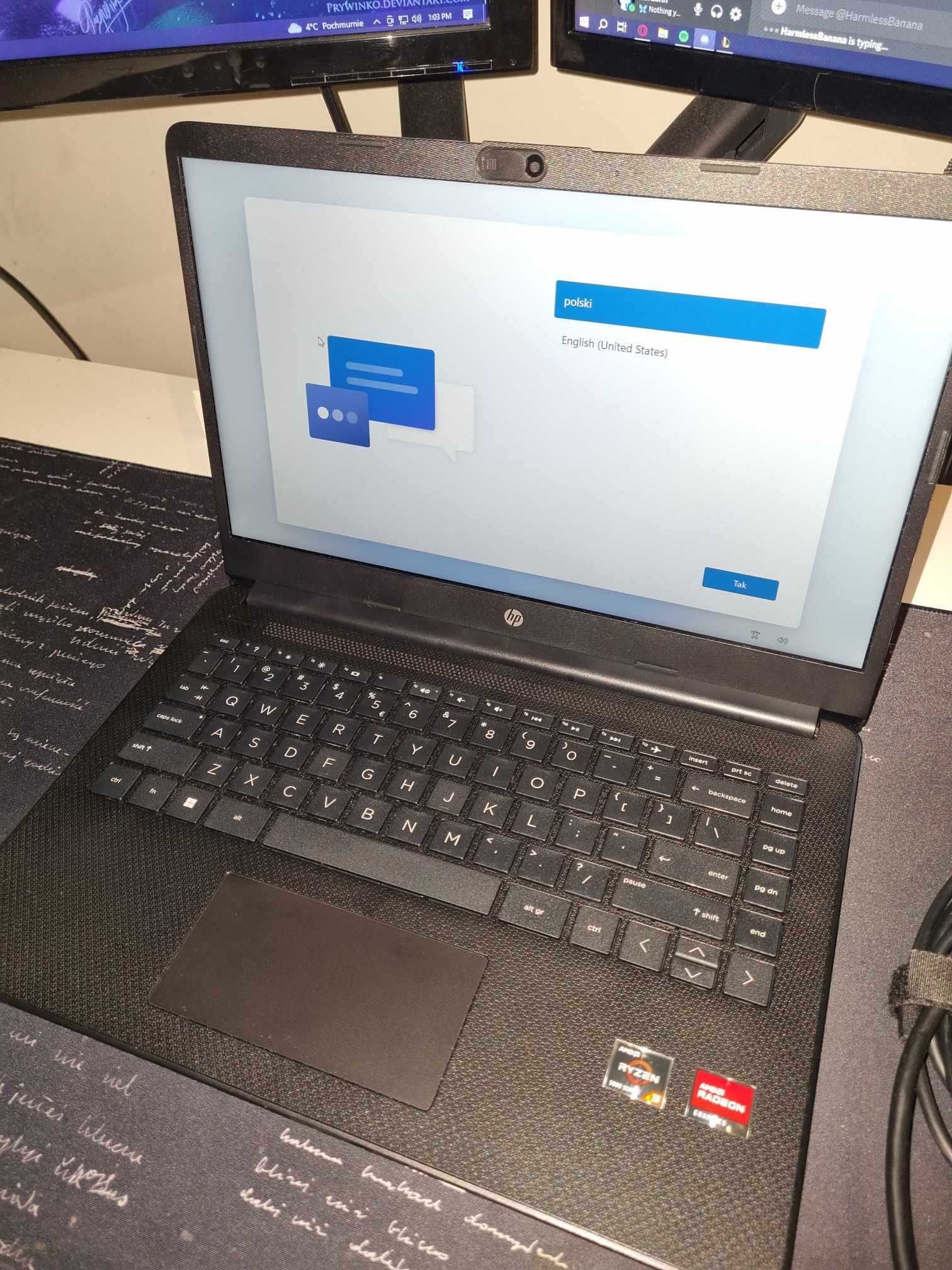 Laptop HP 4S-FQ1203NW 14" IPS 4GB RAM 256GB SSD Windows 11 Home