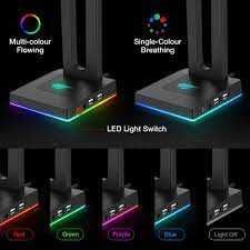 Havit Підставка для гарнітури з 2  USB, підставка для навушників RGB